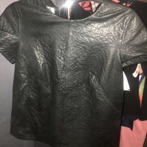 Black leather /crochet blouse